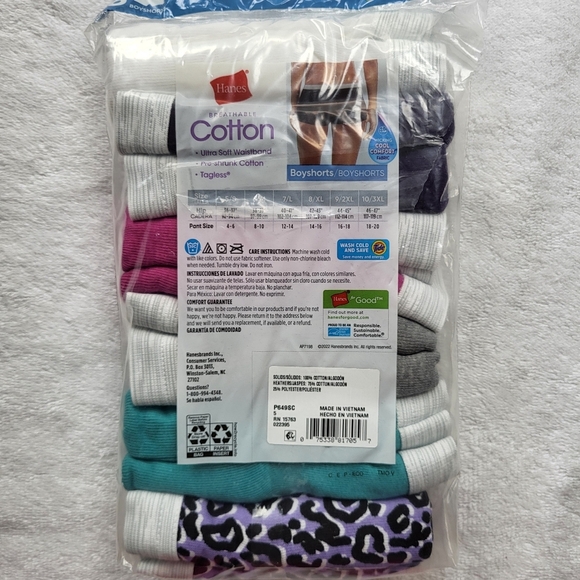 HANES Tagless Cotton Boyshorts 6 Pack Women's Size 5 or Small (NWT) - Picture 4 of 7